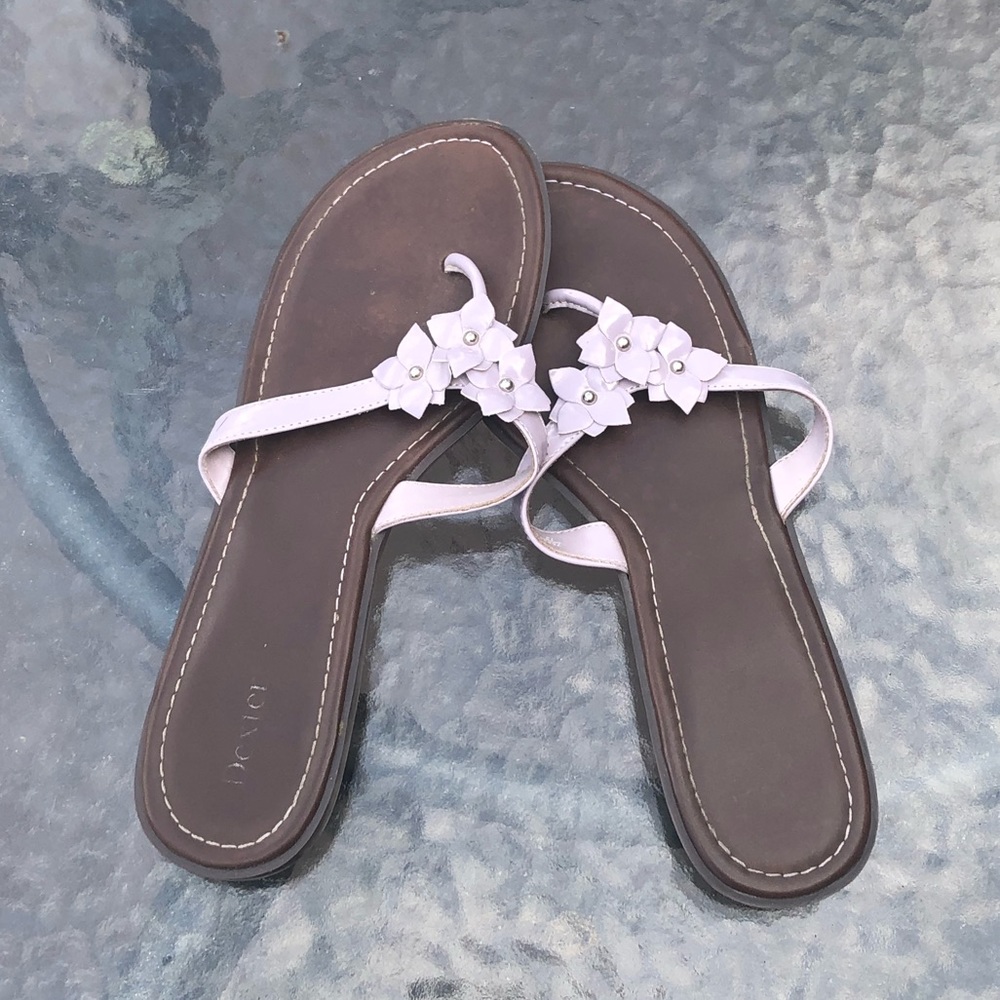 Cute purple floral flip flops